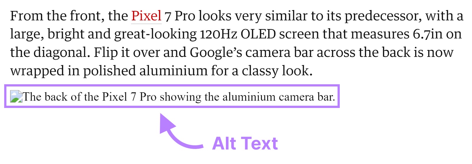 Alt text of a broken image as shown to users when visiting a blog post.