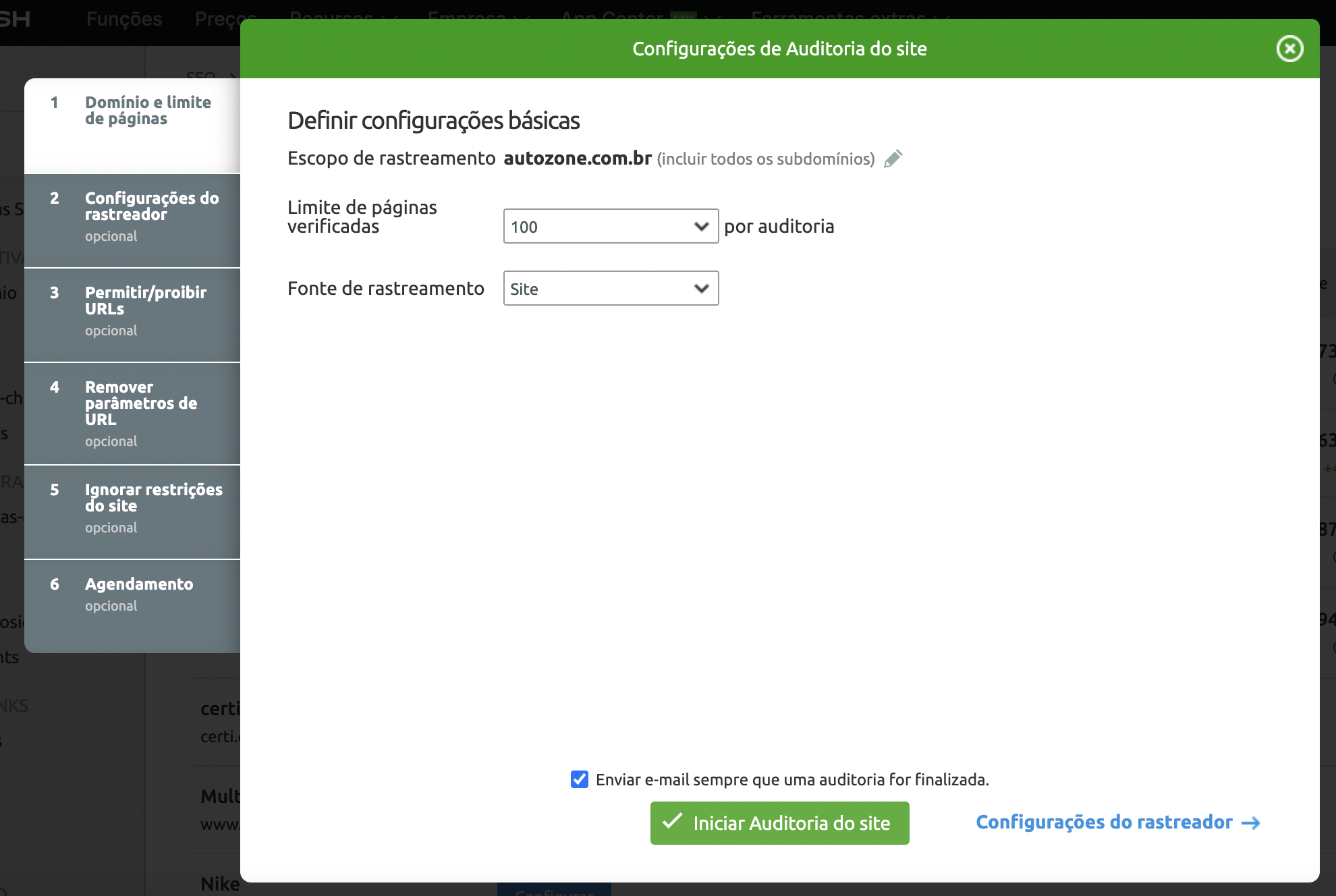 Configuração de Projeto Semrush