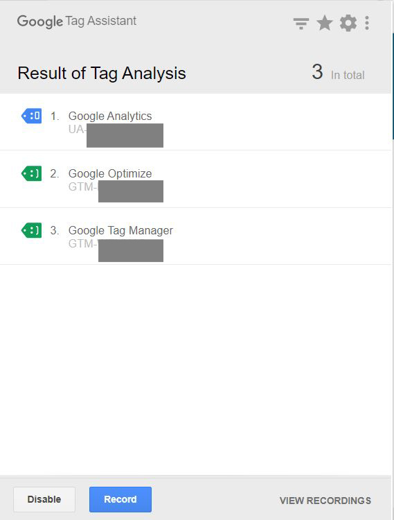 Auditoría de Google Analytics - Google Tag Assistant