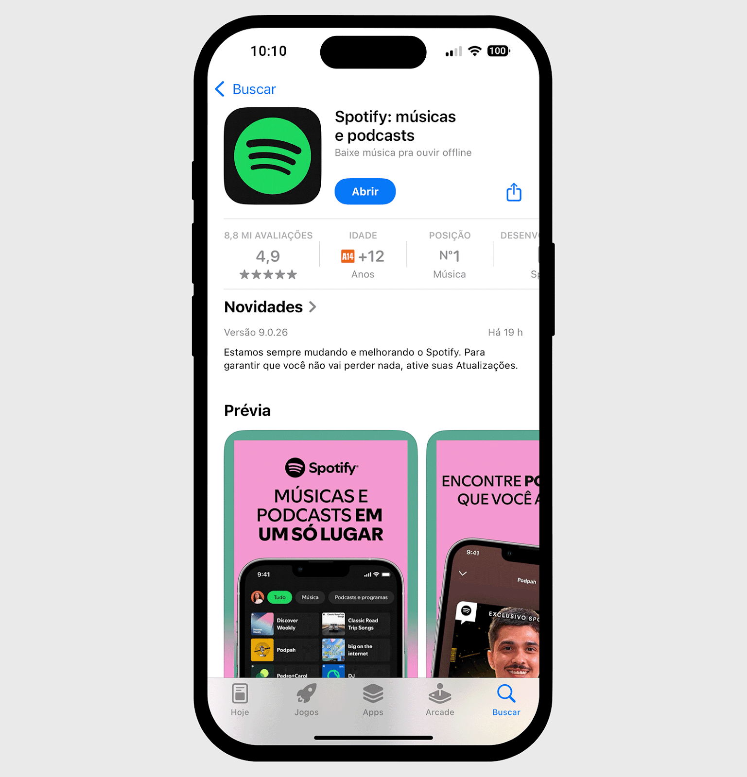 Spotify app listing in Apple App Store Brazil version