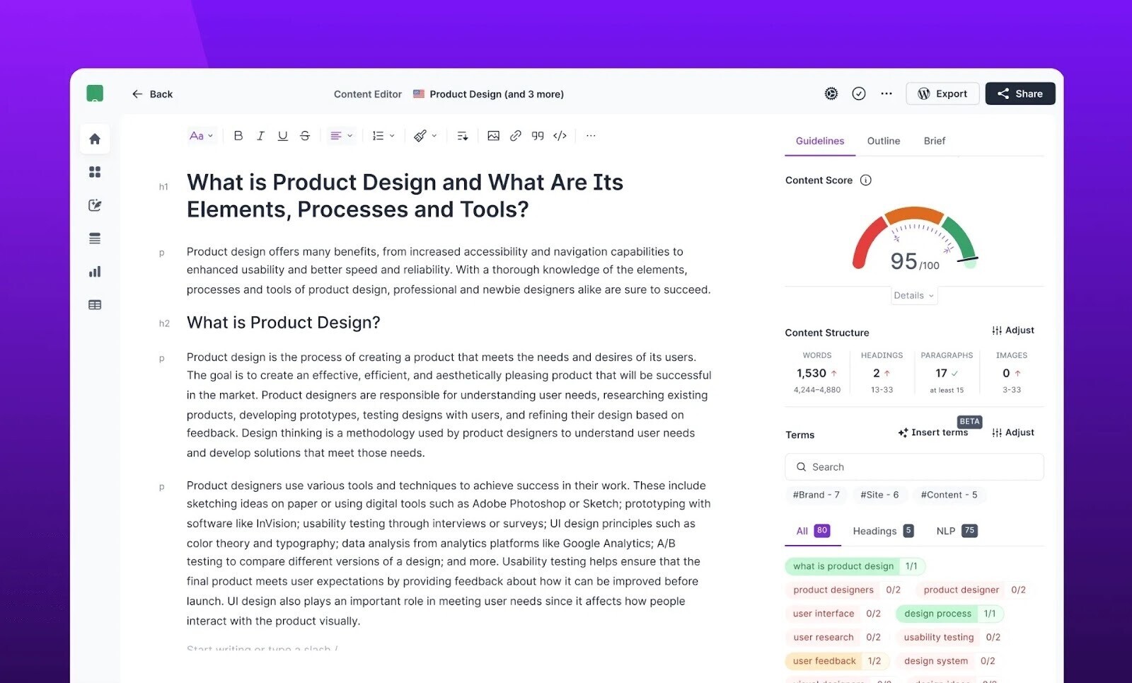 An infographic of Surfer AI editor