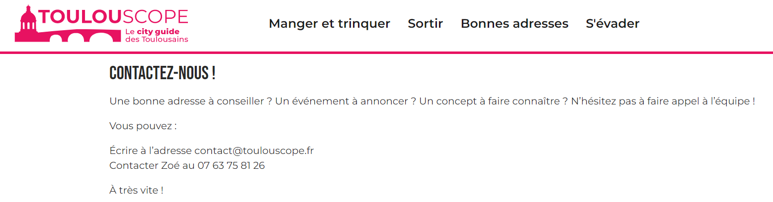 page de contact d'un site pouvant vous référencer