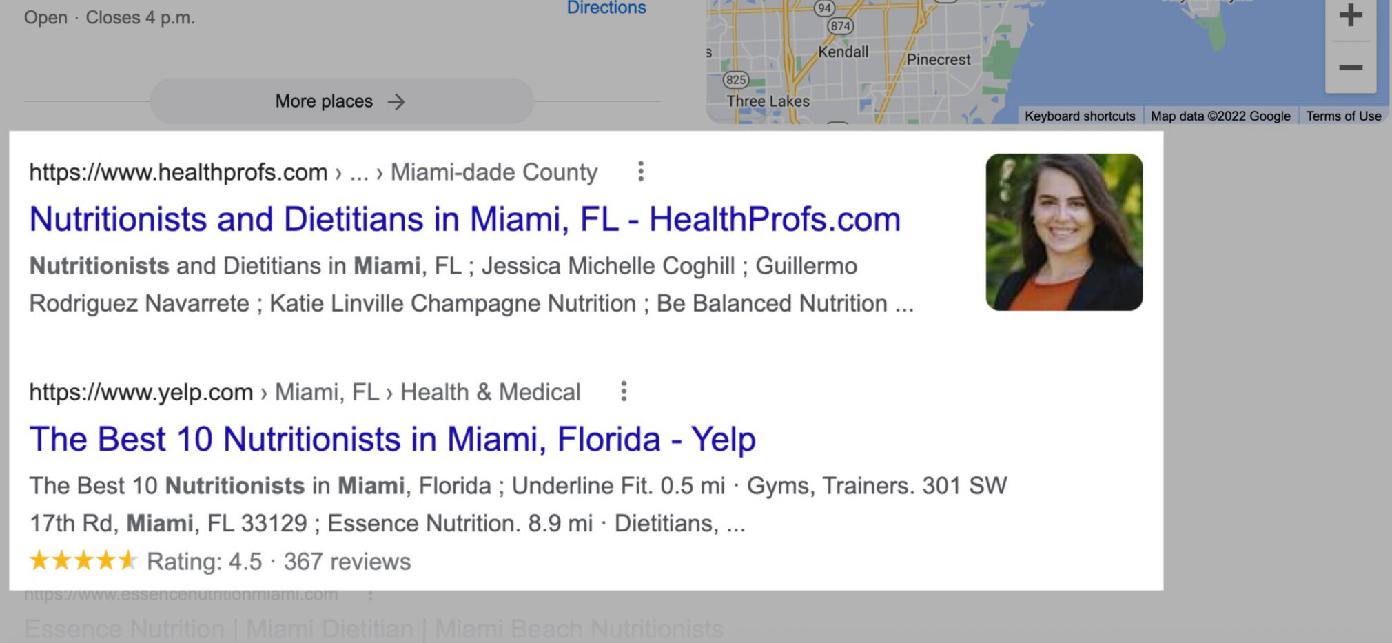 organic search results under local pack