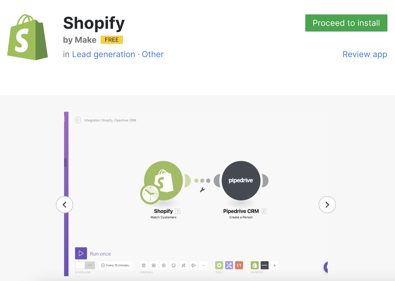 An example of Shopify integrated with Pipedrive