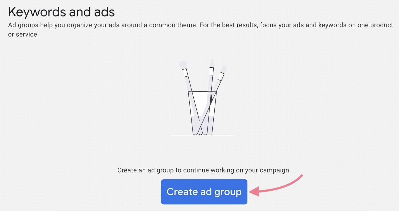 Create ad group button