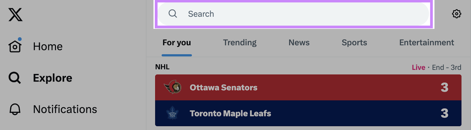 Twitter Search bar