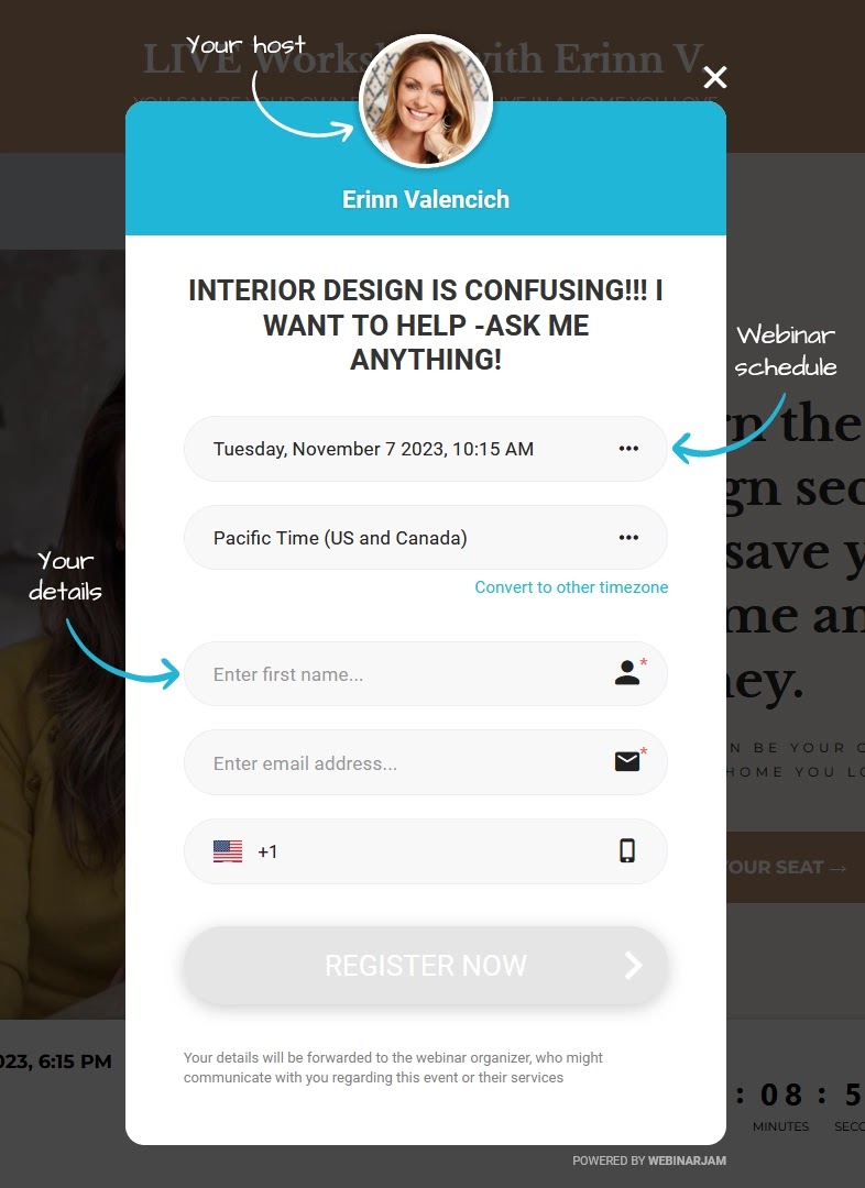 Webinar email registration form