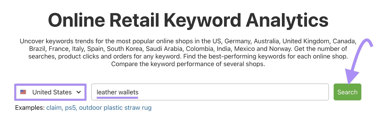 "leather wallets" successful  the U.S. hunt  successful  Ecommerce Keywords Analytics
