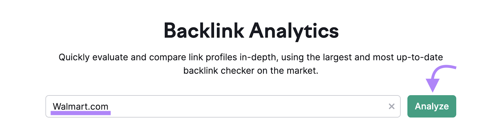 search for "walmart.com" in Backlink Analytics tool