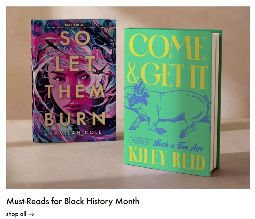 Must-reads book selection for Black History Month on Indigo's homepage