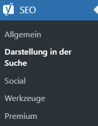 Das Menü von Yoast SEO