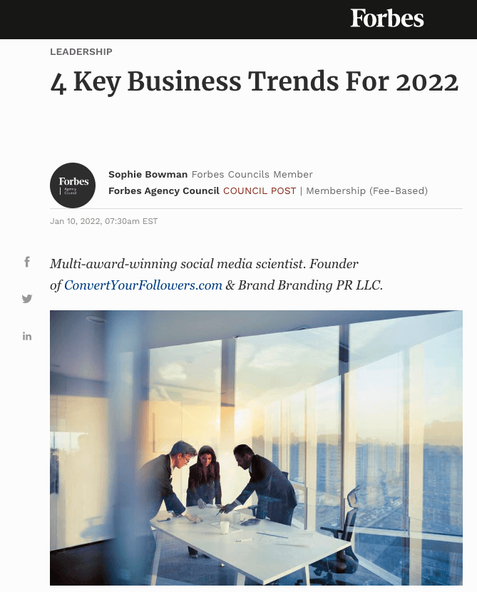 Trend di business secondo Forbes