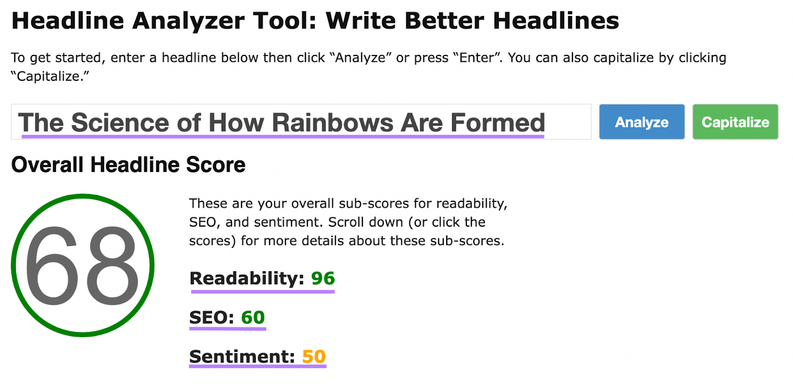 Headline Analyzer Tool start page