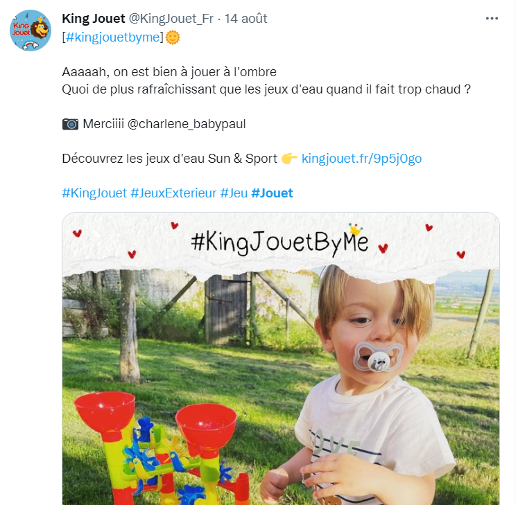 Tweet King Jouet, ton de voix ludique