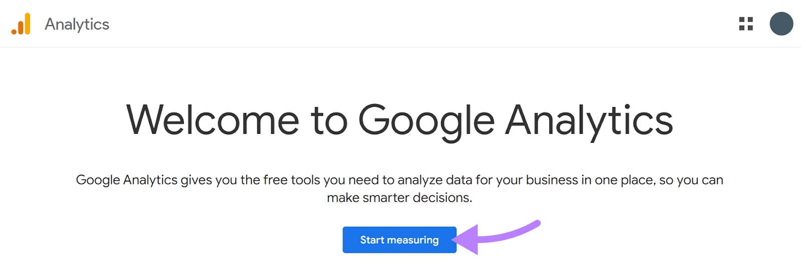 Welcome to Google Analytics page