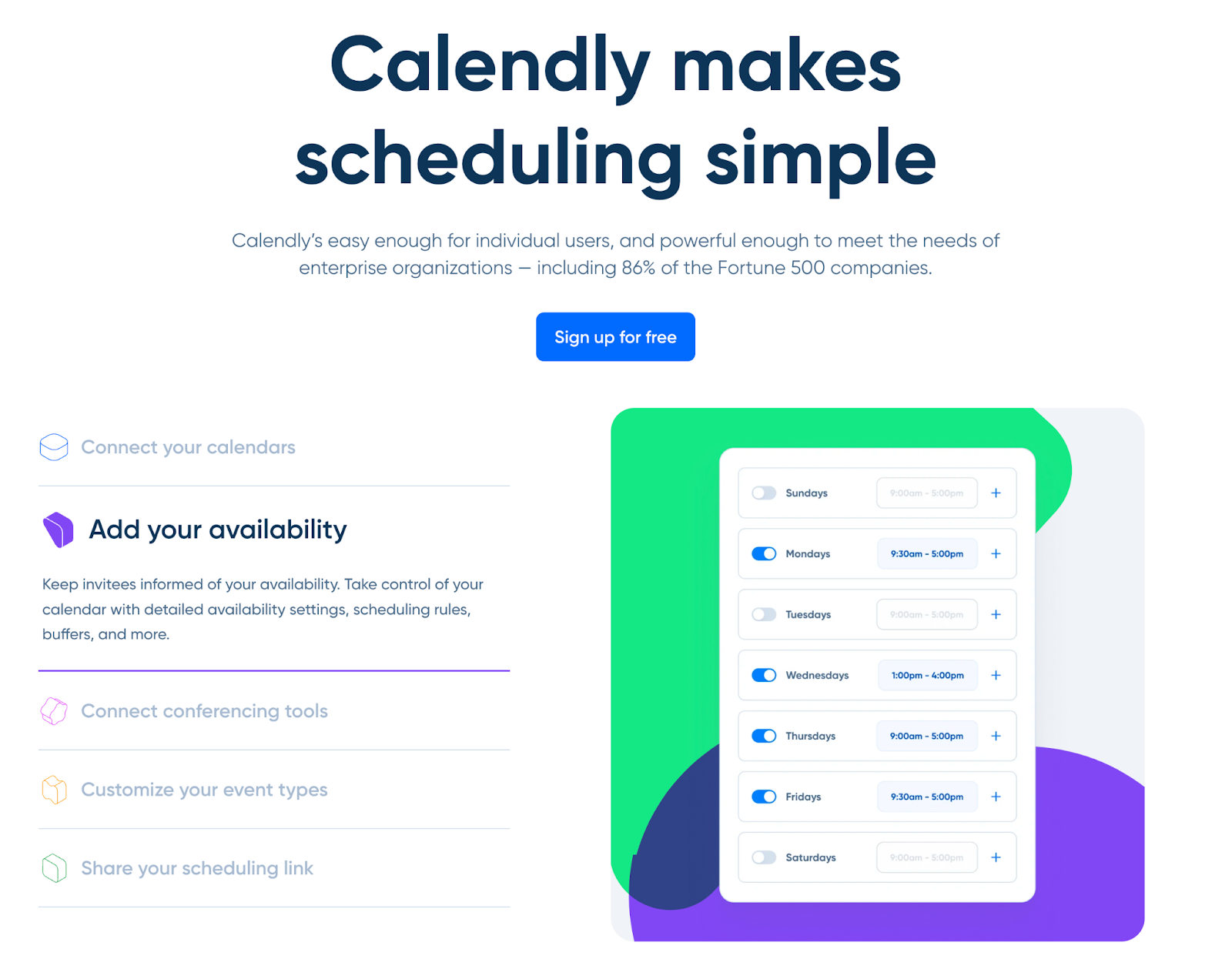 calendly product features and benefits section