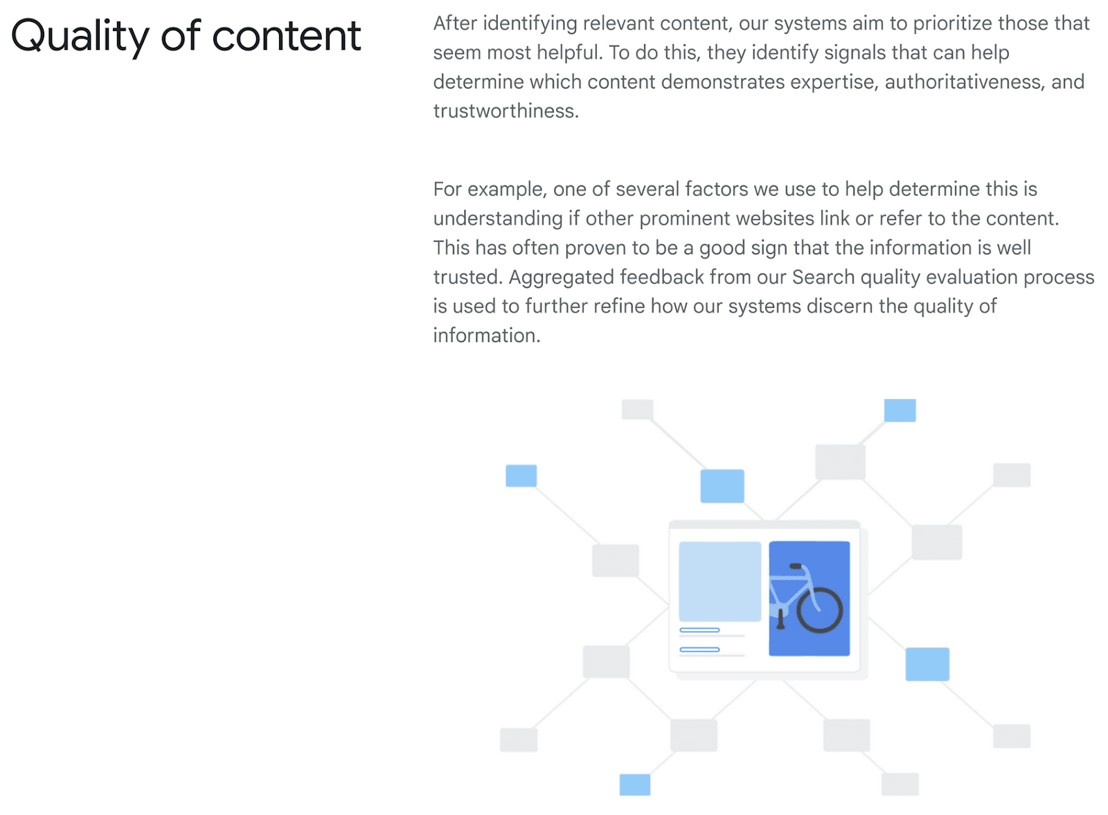 Google's mentation  of prime   of content