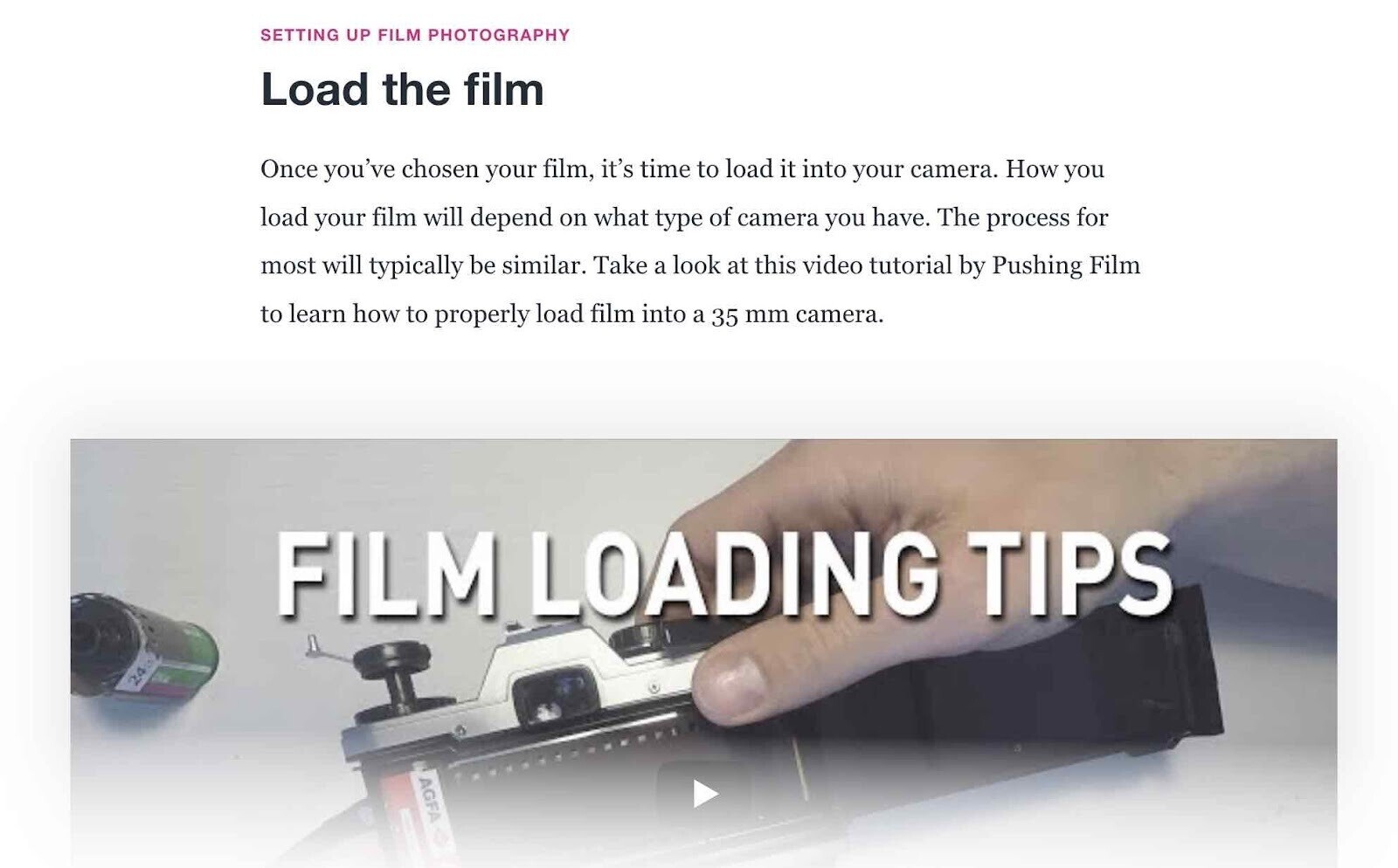 film loading tips