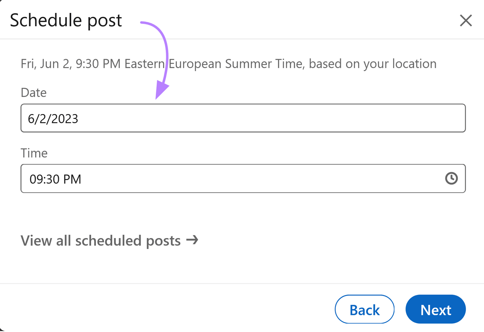 "Schedule post" box