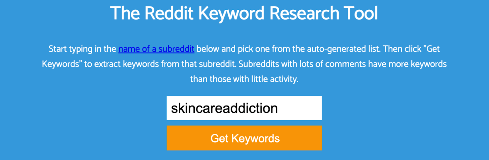 Keyworddit landing page