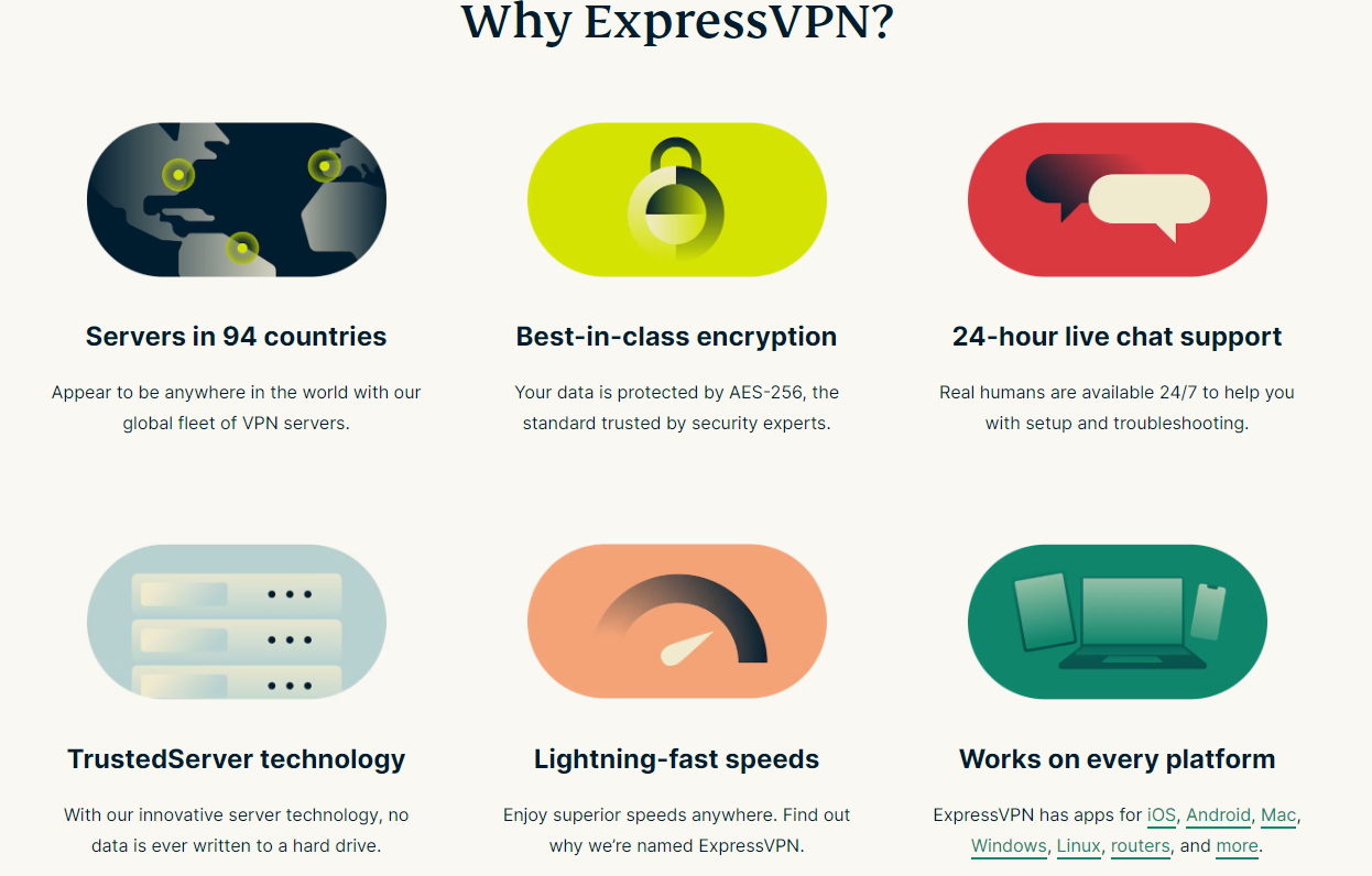 "Why ExpressVPN?" section of the page