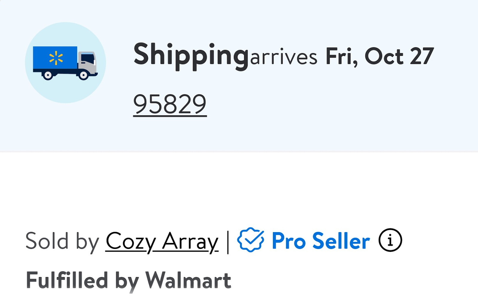 An example of fulfillment and shipping section on Walmart