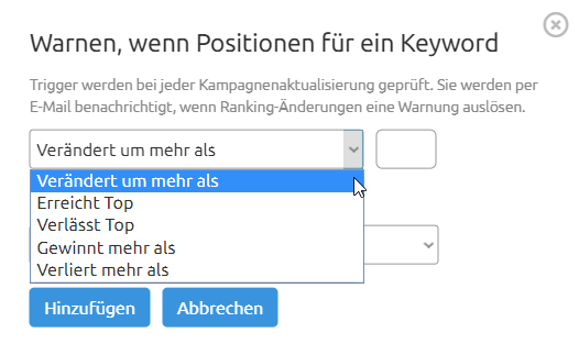 Position Tracking: Benutzerdefinierte Benachrichtigungen