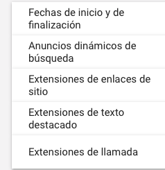 Anuncios dinámicos de búsqueda - Extensiones y Categorías