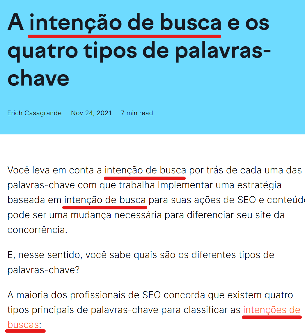 como melhorar seo - palavra-chave no texto