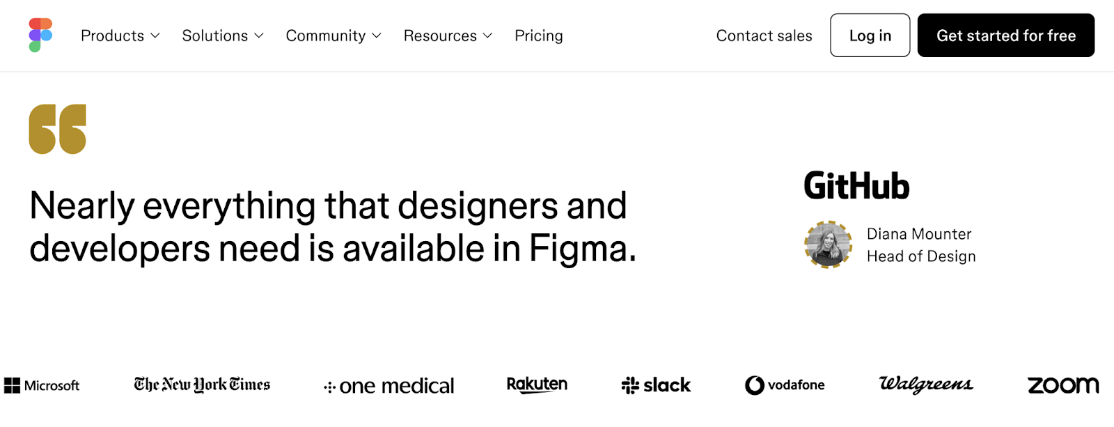 customer review says "nearly everything that designers and developers need is available in figma"