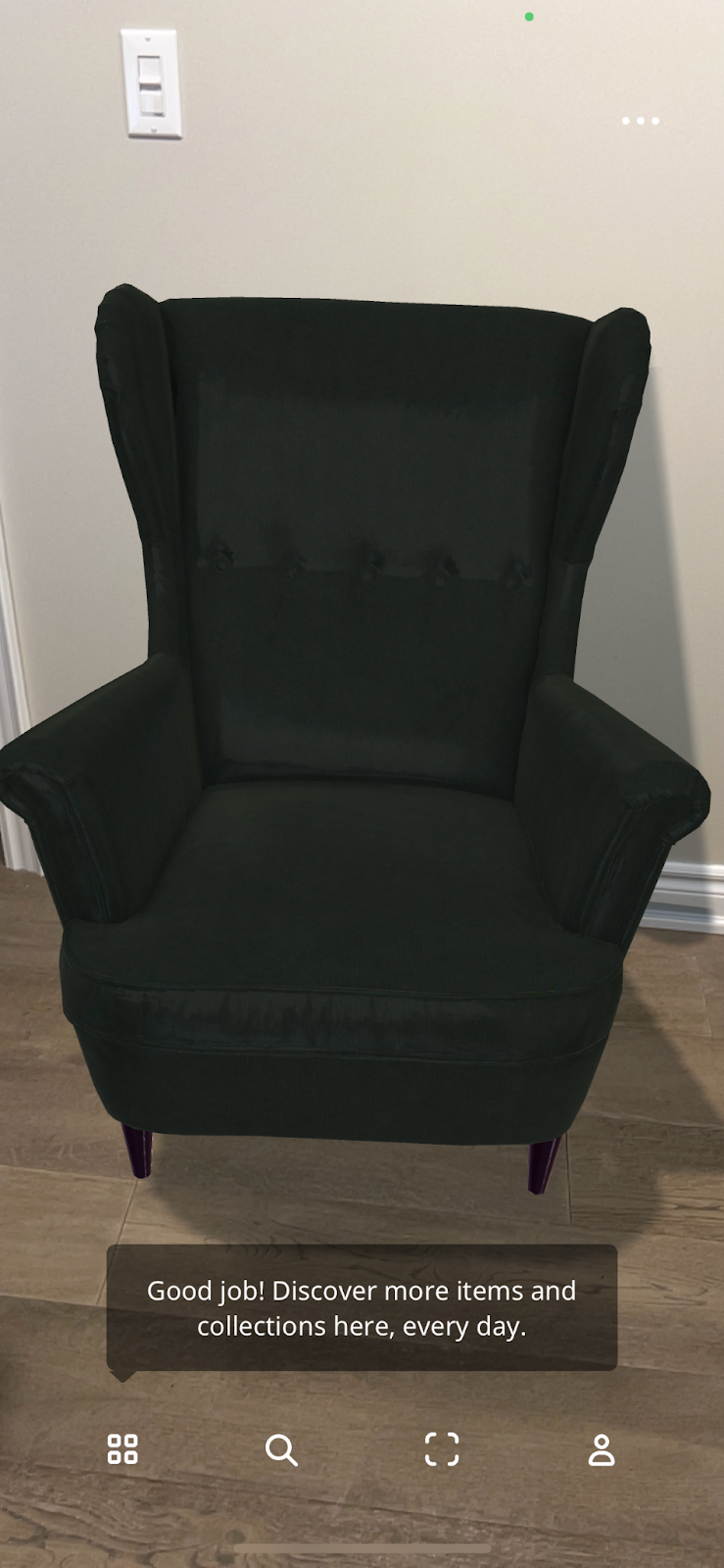 An armchair placed in a home with IKEA Place