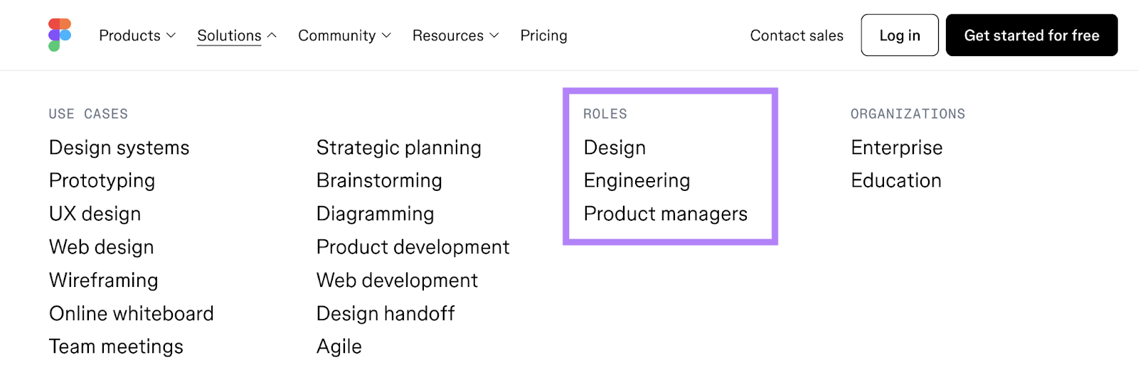 roles highlighted in navigation