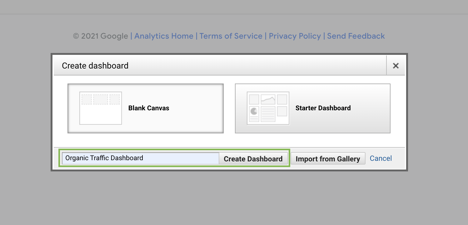 Création d’un Google Analytics dashboard