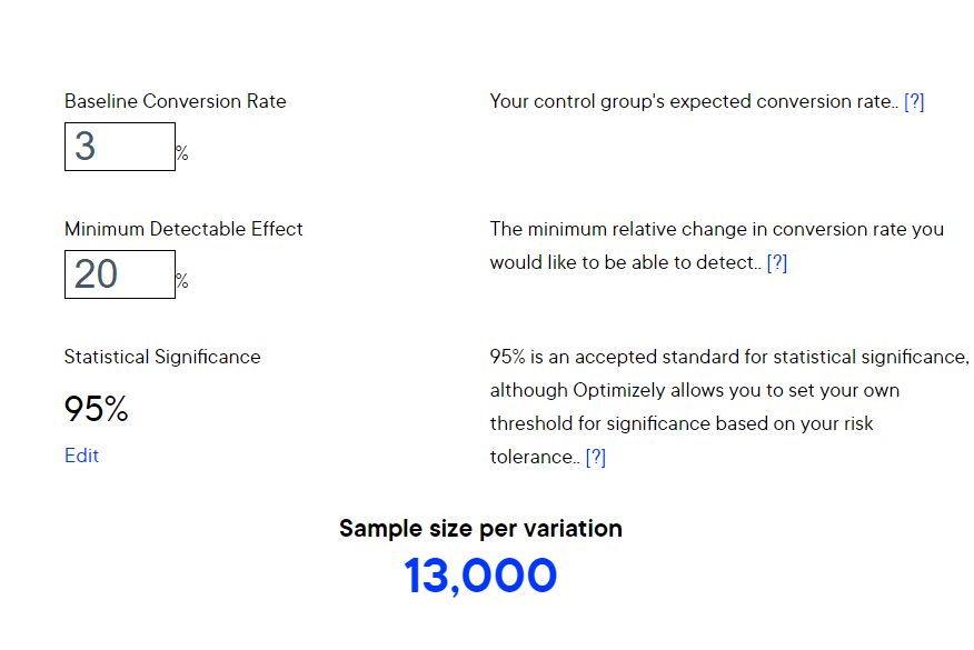 Optimizely sample size calculator