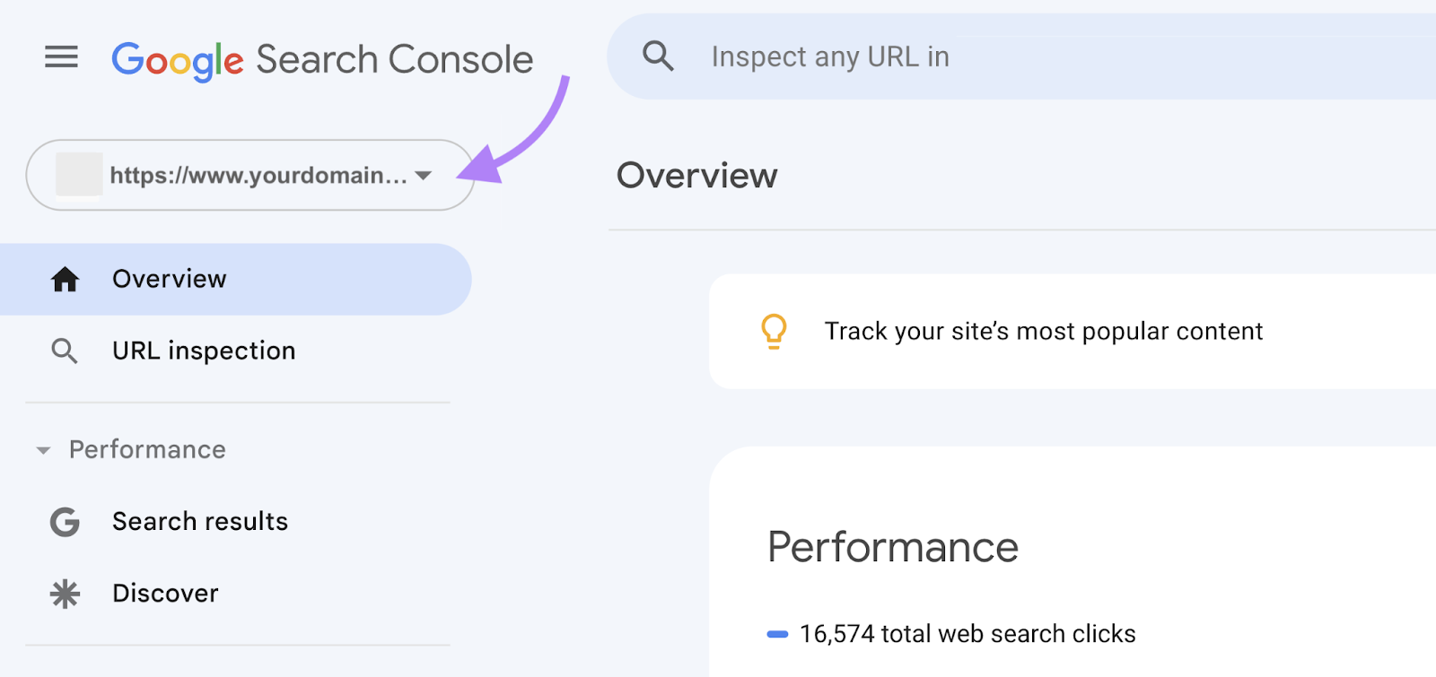 select property in google search console