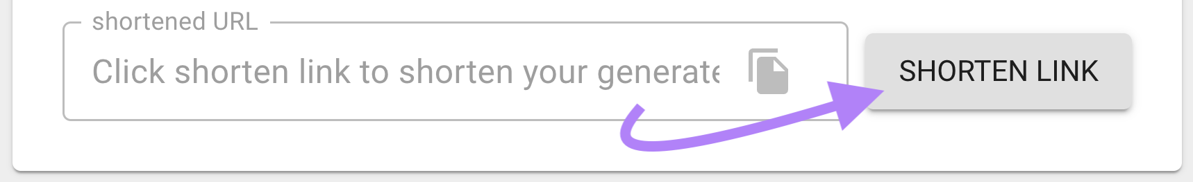 "Shorten link" button selected