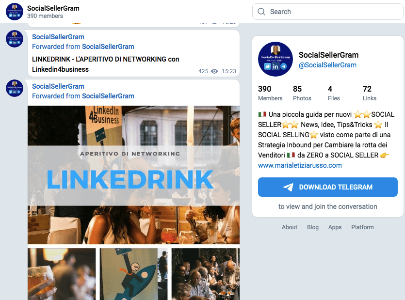 Il miglior canale telegram sul social selling