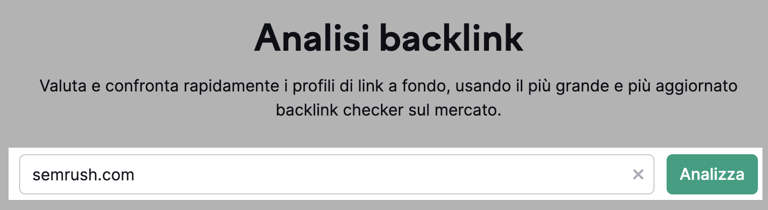 Analisi backlink di Semrush