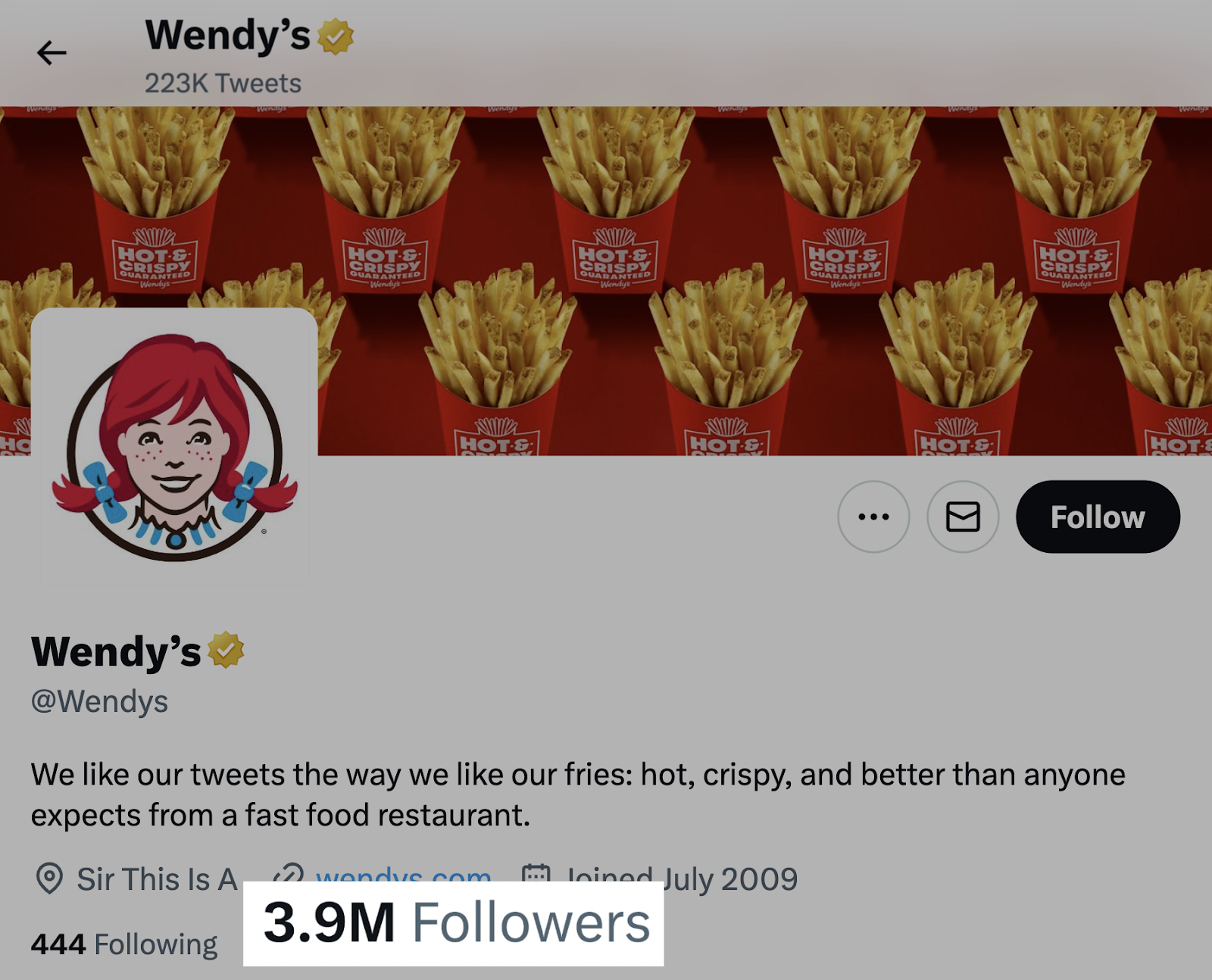 Seguidores de Wendy's en Twitter