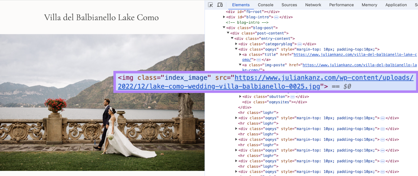 HTML code for the page shows the image's file name.