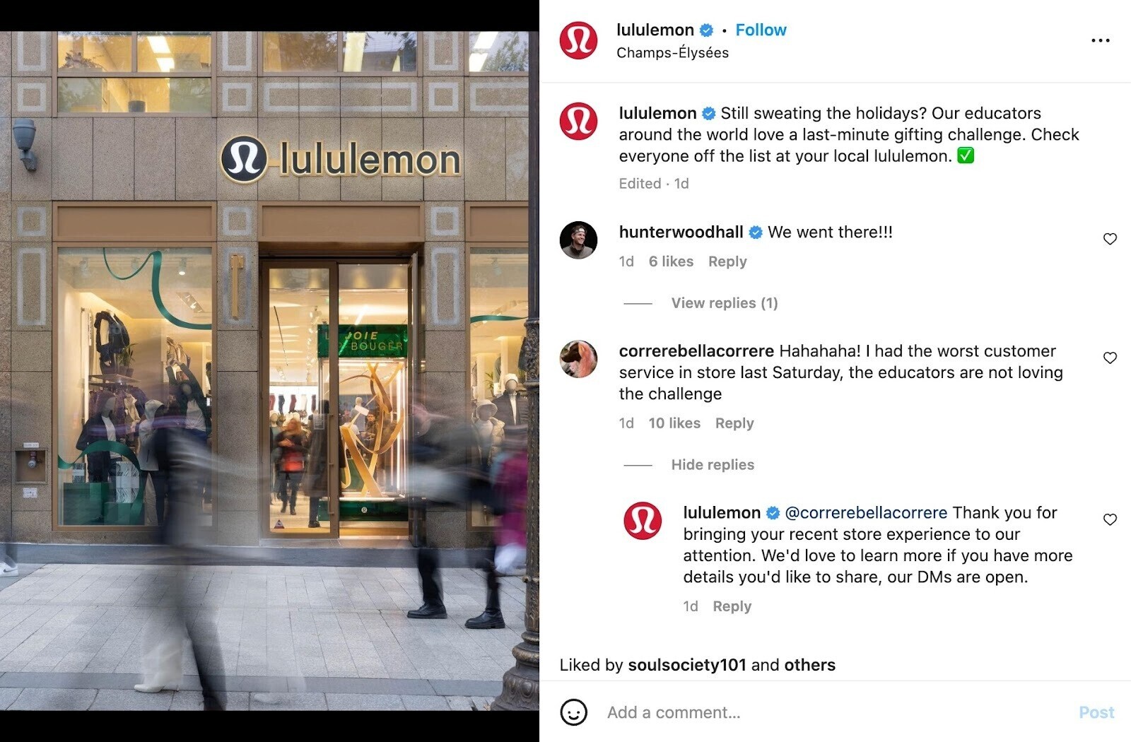 Lululemon customer response on social media