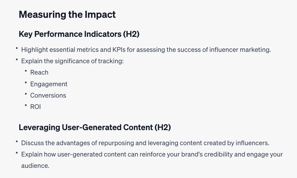 ChatGPT’s response - "Measuring the Impact" section