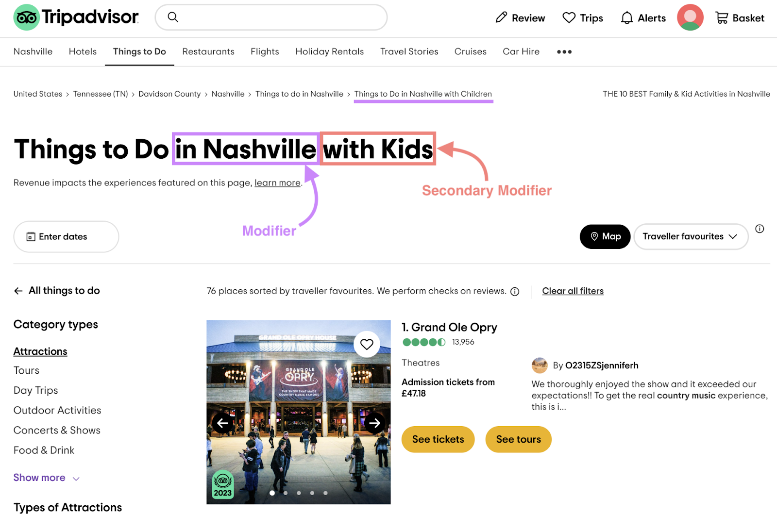 “Things to do in Nashville with kids” on Tripadvisor