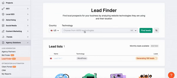 lead finder da semrush