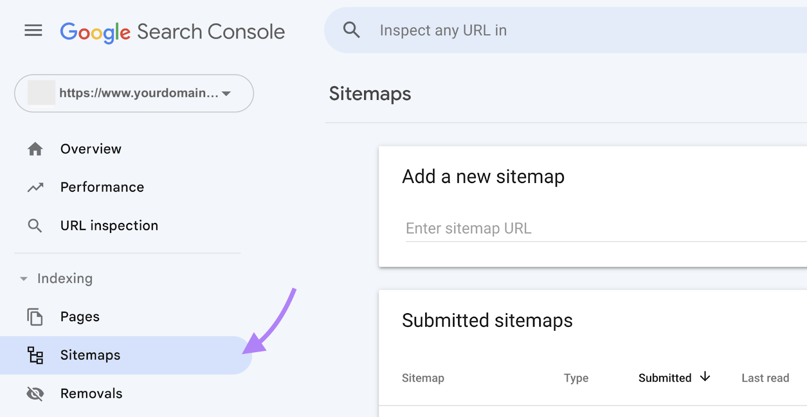 navigate to “Sitemaps” report