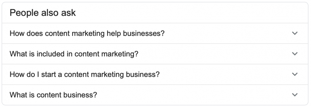 People Also Ask box for "content marketing"