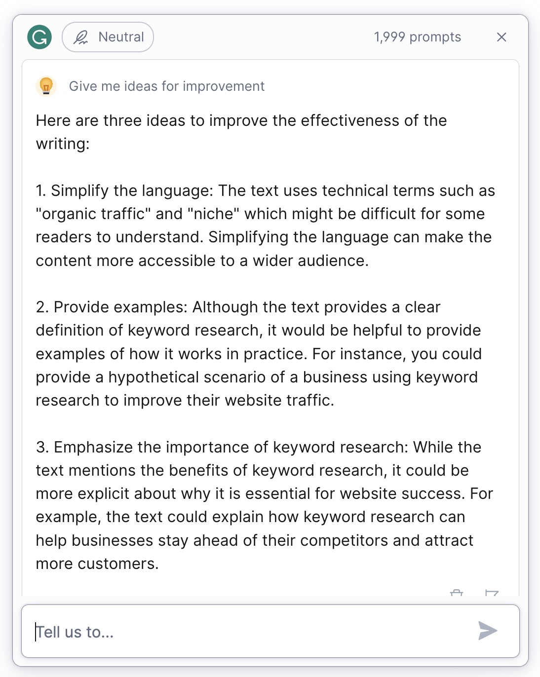 Ideas de GrammarlyGO para mejorar la eficacia de la escritura