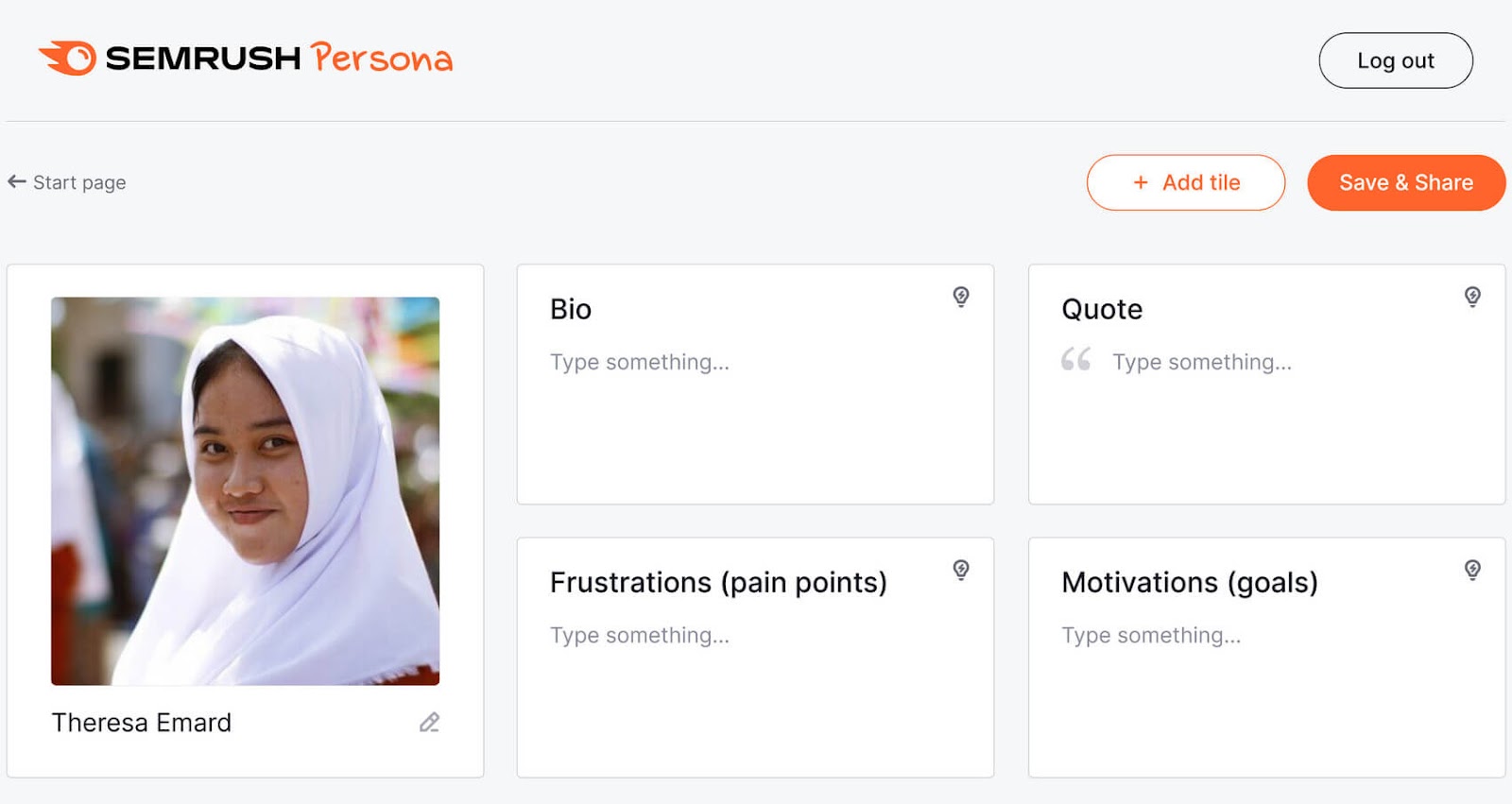 An bare  template from Semrush's Buyer Persona Tool