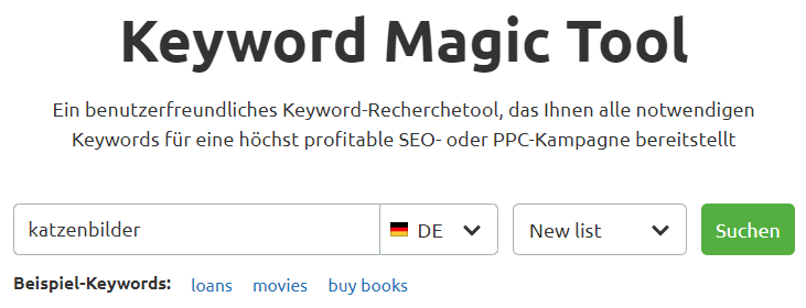Keyword Magic: Mit Seed-Keyword starten
