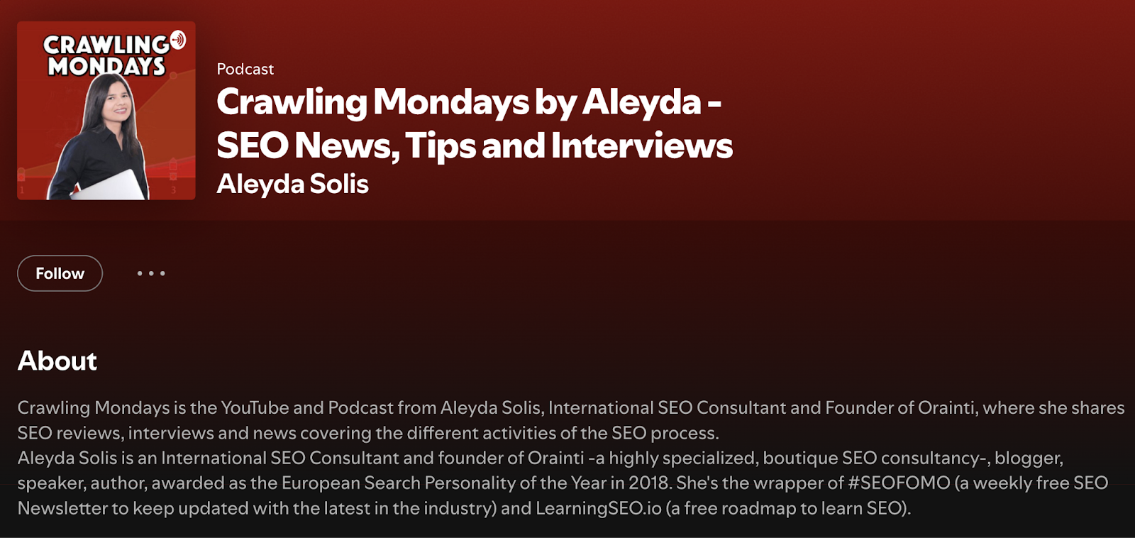 The SEO podcast Crawling Mondays arsenic it appears connected Spotify.